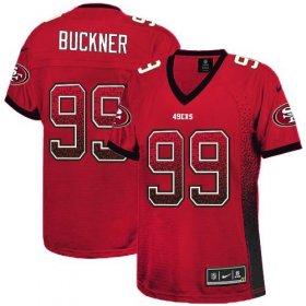 Wholesale Cheap Nike 49ers #99 DeForest Buckner Red Team Color Women\'s Stitched NFL Elite Drift Fashion Jersey