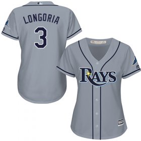 Wholesale Cheap Rays #3 Evan Longoria Grey Road Women\'s Stitched MLB Jersey