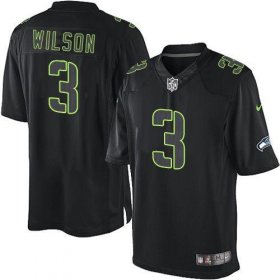 Wholesale Cheap Nike Seahawks #3 Russell Wilson Black Men\'s Stitched NFL Impact Limited Jersey