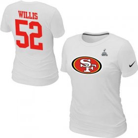 Wholesale Cheap Women\'s Nike San Francisco 49ers #52 Patrick Willis Name & Number Super Bowl XLVII T-Shirt White