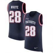 Wholesale Cheap Nike Patriots #28 James White Navy Blue Team Color Men's Stitched NFL Limited Rush Tank Top Jersey