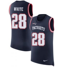 Wholesale Cheap Nike Patriots #28 James White Navy Blue Team Color Men\'s Stitched NFL Limited Rush Tank Top Jersey