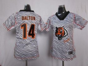 Wholesale Cheap Nike Bengals #14 Andy Dalton Zebra Women\'s Stitched NFL Elite Jersey