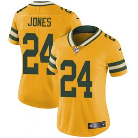 Wholesale Cheap Nike Packers #24 Josh Jones Yellow Women\'s Stitched NFL Limited Rush Jersey