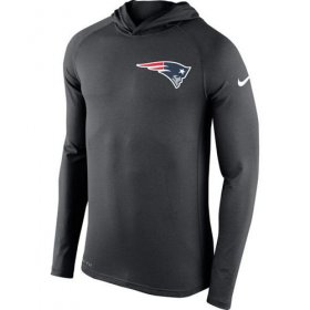 Wholesale Cheap Men\'s New England Patriots Nike Charcoal Stadium Touch Hooded Performance Long Sleeve T-Shirt