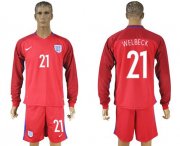 Wholesale Cheap England #21 Welbeck Away Long Sleeves Soccer Country Jersey
