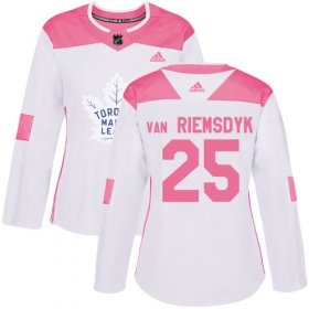 Wholesale Cheap Adidas Maple Leafs #25 James Van Riemsdyk White/Pink Authentic Fashion Women\'s Stitched NHL Jersey