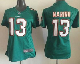 Wholesale Cheap Nike Dolphins #13 Dan Marino Aqua Green Team Color Women\'s Stitched NFL Elite Jersey
