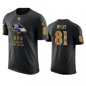 Wholesale Cheap Ravens #81 Hayden Hurst Black Men\'s Black History Month T-Shirt