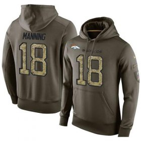 Wholesale Cheap NFL Men\'s Nike Denver Broncos #18 Peyton Manning Stitched Green Olive Salute To Service KO Performance Hoodie