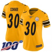Wholesale Cheap Nike Steelers #30 James Conner Gold Women's Stitched NFL Limited Inverted Legend 100th Season Jersey