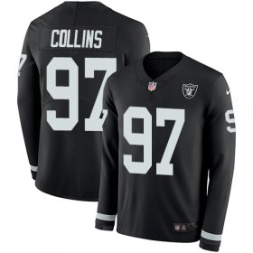 Wholesale Cheap Nike Raiders #97 Maliek Collins Black Team Color Men\'s Stitched NFL Limited Therma Long Sleeve Jersey