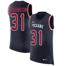 Wholesale Cheap Nike Texans #31 David Johnson Navy Blue Team Color Men\'s Stitched NFL Limited Rush Tank Top Jersey