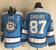 Wholesale Cheap Penguins #87 Sidney Crosby Blue Alternate CCM Throwback Stitched NHL Jersey