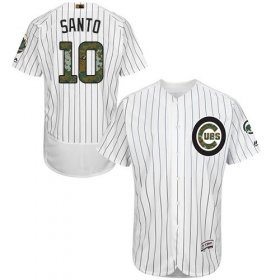 Wholesale Cheap Cubs #10 Ron Santo White(Blue Strip) Flexbase Authentic Collection Memorial Day Stitched MLB Jersey