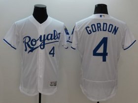 Wholesale Cheap Royals #4 Alex Gordon White Flexbase Authentic Collection Stitched MLB Jersey
