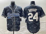 Wholesale Cheap Men's Los Angeles Dodgers #24 Kobe Bryant Gray Camo Cool Base With Patch Stitched Baseball Jersey