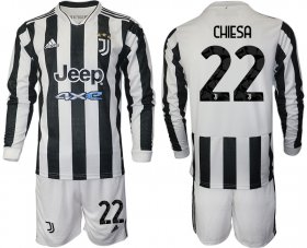 Wholesale Cheap Men 2021-2022 Club Juventus home white Long Sleeve 22 Adidas Soccer Jersey