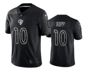 Wholesale Cheap Men\'s Los Angeles Rams #10 Cooper Kupp Black Reflective Limited Stitched Football Jersey