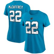 Wholesale Cheap Carolina Panthers #22 Christian McCaffrey Nike Women's Team Player Name & Number T-Shirt Blue