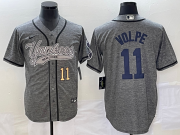 Wholesale Cheap Men's New York Yankees #11 Anthony Volpe Number Grey Gridiron Cool Base Stitched Baseball Jersey