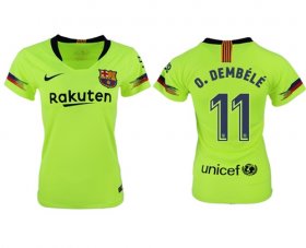 Wholesale Cheap Women\'s Barcelona #11 O.Dembele Away Soccer Club Jersey