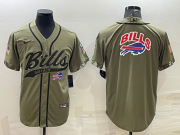 Wholesale Cheap Men's Buffalo Bills Olive Salute to Service Team Big Logo Cool Base Stitched Baseball Jersey