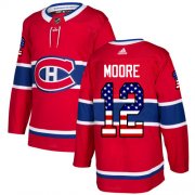 Wholesale Cheap Adidas Canadiens #12 Dickie Moore Red Home Authentic USA Flag Stitched NHL Jersey