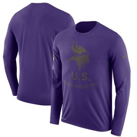 Wholesale Cheap Men\'s Minnesota Vikings Nike Purple Salute to Service Sideline Legend Performance Long Sleeve T-Shirt