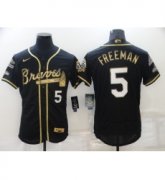 Wholesale Cheap Men's Atlanta Braves #5 Freddie Freeman Black Gold 2021 World Series Champions Stitched Jersey