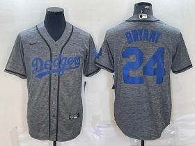Wholesale Cheap Men\'s Los Angeles Dodgers #24 Kobe Bryant Grey Gridiron Cool Base Stitched Baseball Jersey