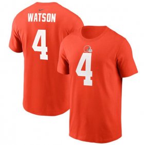 Wholesale Cheap Men\'s Cleveland Browns #4 Deshaun Watson 2022 Orange Name & Number T-Shirt