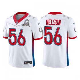 Wholesale Cheap Men\'s Indianapolis Colts #56 Quenton Nelson 2022 White AFC Pro Bowl Stitched Jersey