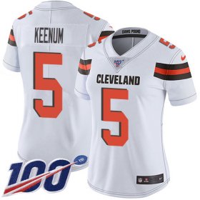 Wholesale Cheap Nike Browns #5 Case Keenum White Women\'s Stitched NFL 100th Season Vapor Untouchable Limited Jersey