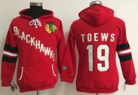 Wholesale Cheap Chicago Blackhawks #19 Jonathan Toews Red Women\'s Old Time Heidi NHL Hoodie