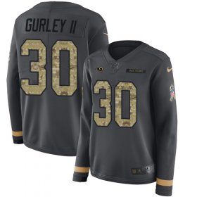 Wholesale Cheap Nike Rams #30 Todd Gurley II Anthracite Salute to Service Women\'s Stitched NFL Limited Therma Long Sleeve Jersey