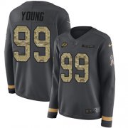 Wholesale Cheap Nike Redskins #99 Chase Young Anthracite Salute to Service Women's Stitched NFL Limited Therma Long Sleeve Jersey
