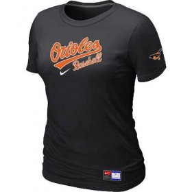 Wholesale Cheap Women\'s Baltimore Orioles Nike Short Sleeve Practice MLB T-Shirt Black