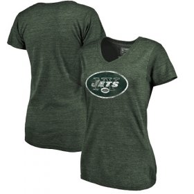 Wholesale Cheap Women\'s New York Jets NFL Pro Line by Fanatics Branded Green Distressed Team Logo Tri-Blend T-Shirt