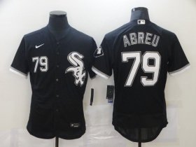Wholesale Cheap Men\'s Chicago White Sox #79 Jose Abreu Black Stitched MLB Flex Base Nike Jersey