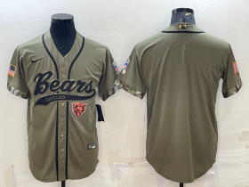 Wholesale Cheap Men\'s Chicago Bears Blank Olive Salute to Service Cool Base Stitched Baseball Jersey
