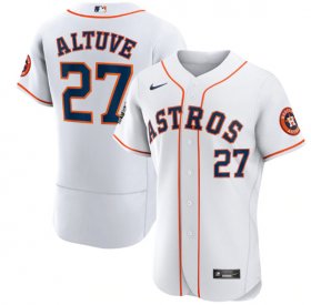 Wholesale Cheap Men\'s Houston Astros #27 Jose Altuve White 2022 World Series Flex Base Stitched Baseball Jersey