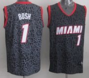 Wholesale Cheap Miami Heat #1 Chris Bosh Black Leopard Print Fashion Jersey