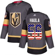 Wholesale Cheap Adidas Golden Knights #56 Erik Haula Grey Home Authentic USA Flag Stitched NHL Jersey