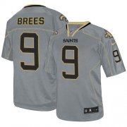 Wholesale Cheap Nike Saints #9 Drew Brees Lights Out Grey Youth Stitched NFL Elite Jersey