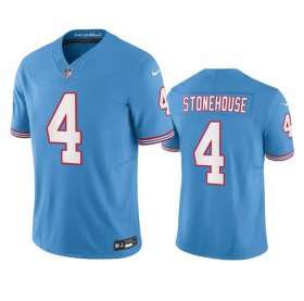 Men\'s Tennessee Titans #4 Ryan Stonehouse Light Blue 2023 F.U.S.E. Vapor Limited Throwback Football Stitched Jersey