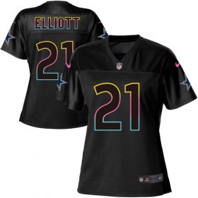 Wholesale Cheap Nike Cowboys #21 Ezekiel Elliott Black Women\'s NFL Fashion Game Jersey