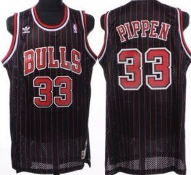 Wholesale Cheap Chicago Bulls #33 Scottie Pippen Black Pinstripe Swingman Throwback Jersey