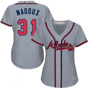 Wholesale Cheap Braves #31 Greg Maddux Grey Road Women\'s Stitched MLB Jersey
