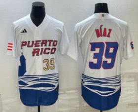 Cheap Men\'s Puerto Rico Baseball #39 Edwin Diaz Number 2023 White World Baseball Classic Stitched Jersey